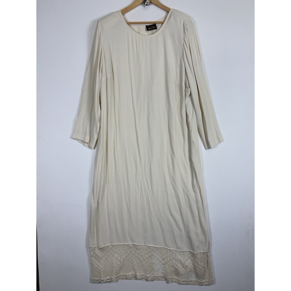 Jeffrey & Dara Dress Womens 20 Ivory Vintage Lace Hem Boho Cottagecore Romantic